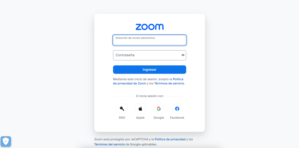 Inicia sesión en Zoom puedes ingresar con tu cuenta de Google.
