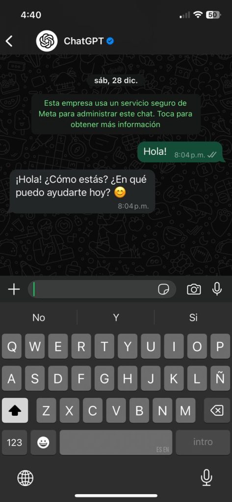 Envíale un mensaje cualquiera como un Hola