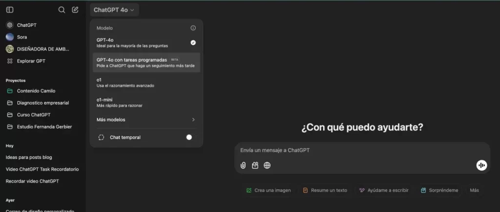 Modelo ChatGPT 4o con Tareas Programadas